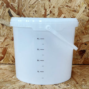 5 Litre Fermentation Brewing Bucket & Lid with Grommet for Airlock - White with Litre Markings