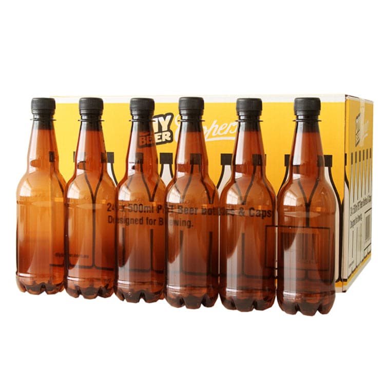 Beer Bottles - 500ml Plastic PET - Brown/Amber - Screw Top - 24 Pack - Coopers