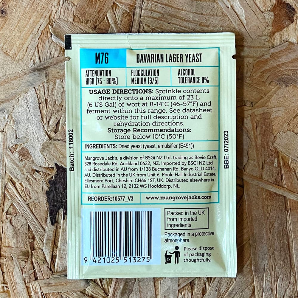 Bavarian Lager Yeast - Mangrove Jacks - M76 -10g