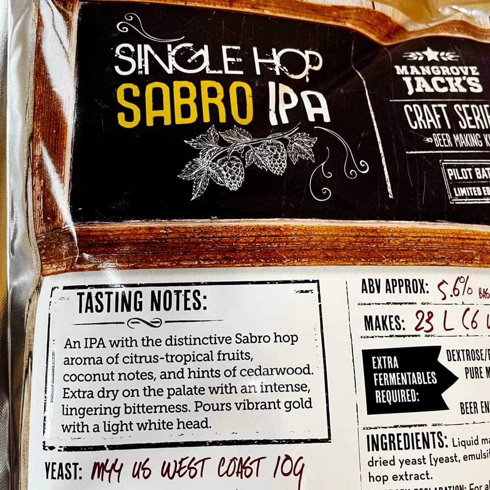 Mangrove Jacks Single Hop IPA - Sabro - 40 Pint Beer Kit