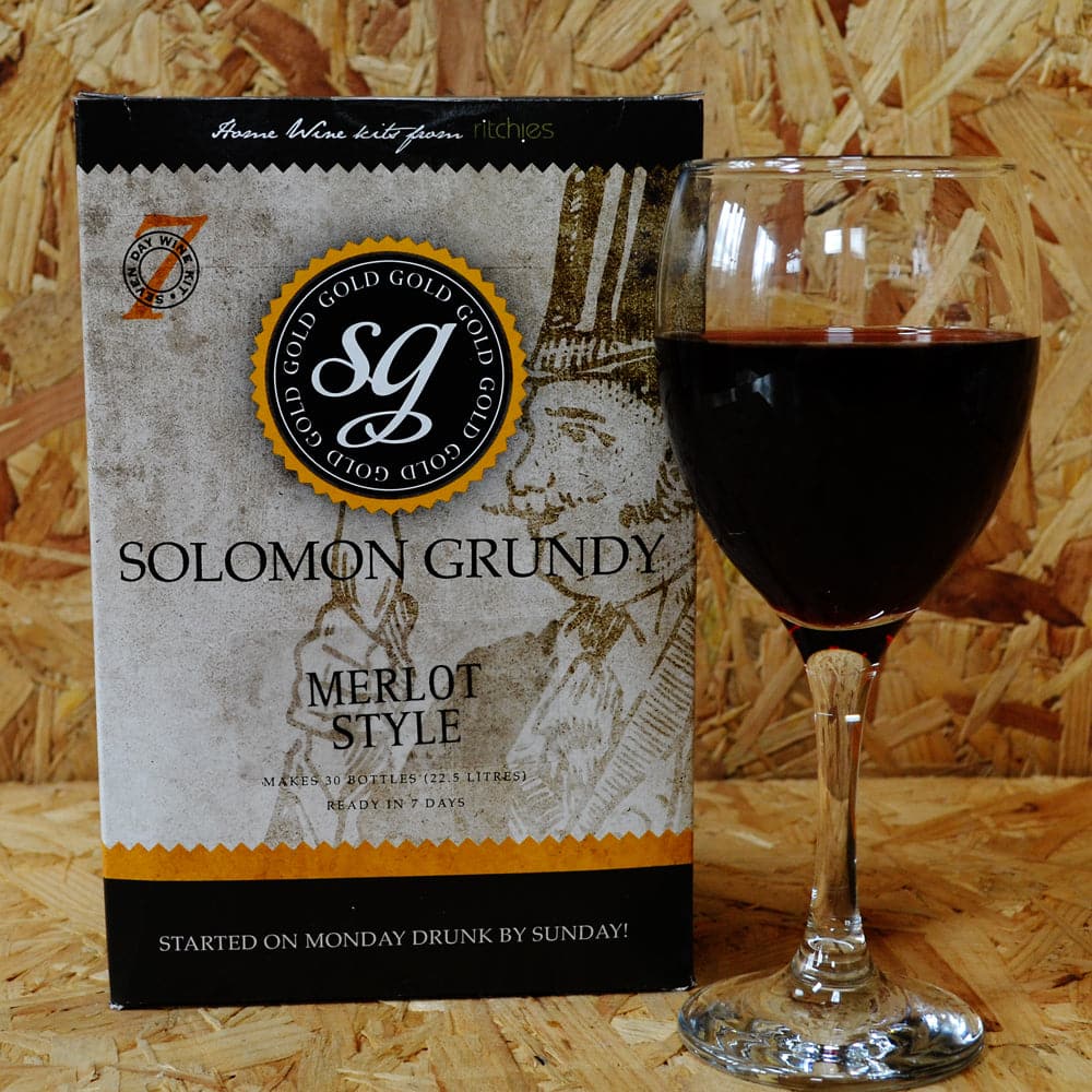 Solomon Grundy Gold - Merlot - 7 Day Red Wine Kit - 30 Bottle