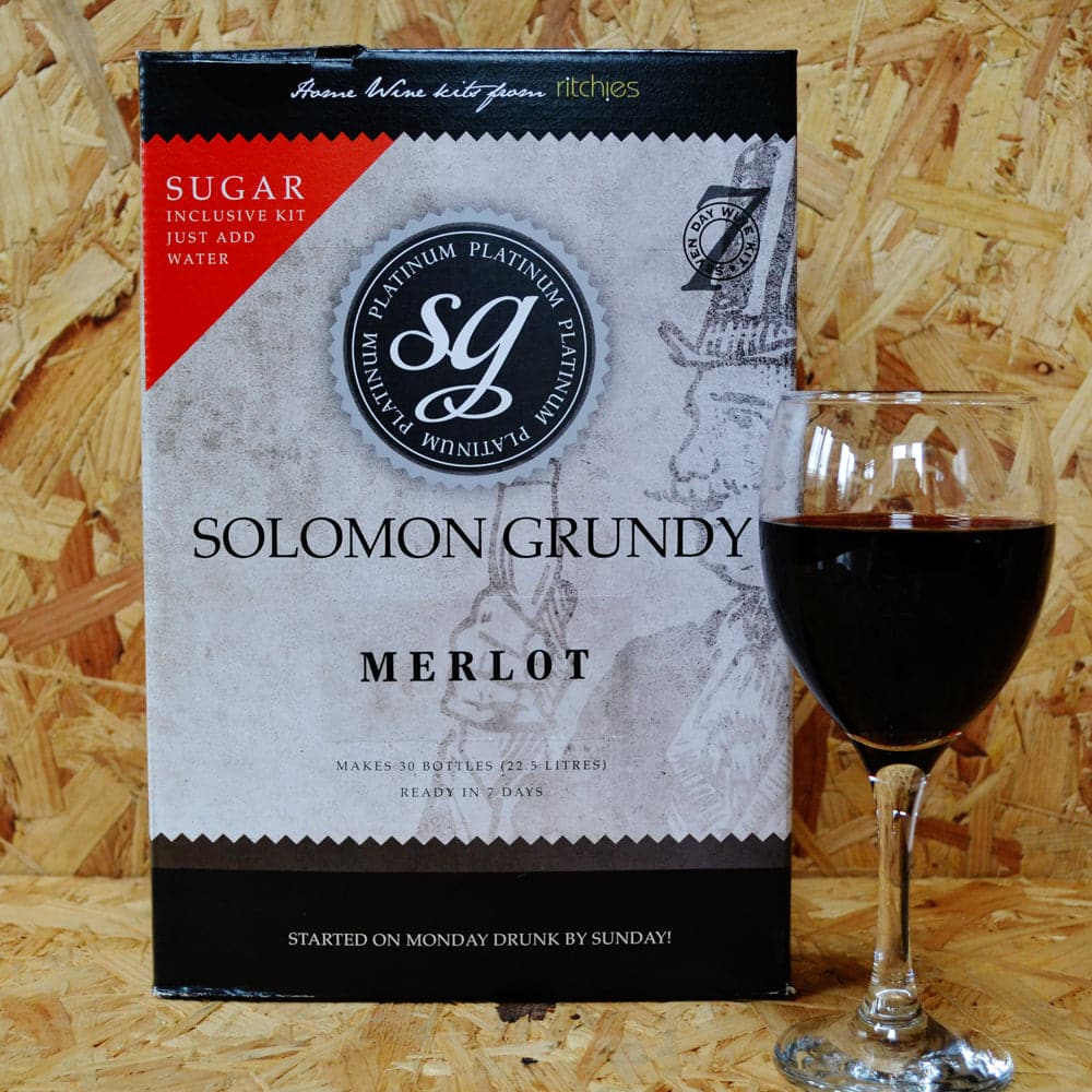 Solomon Grundy Platinum - Merlot - 7 Day - 30 Bottle Red Wine Kit - SG Wines