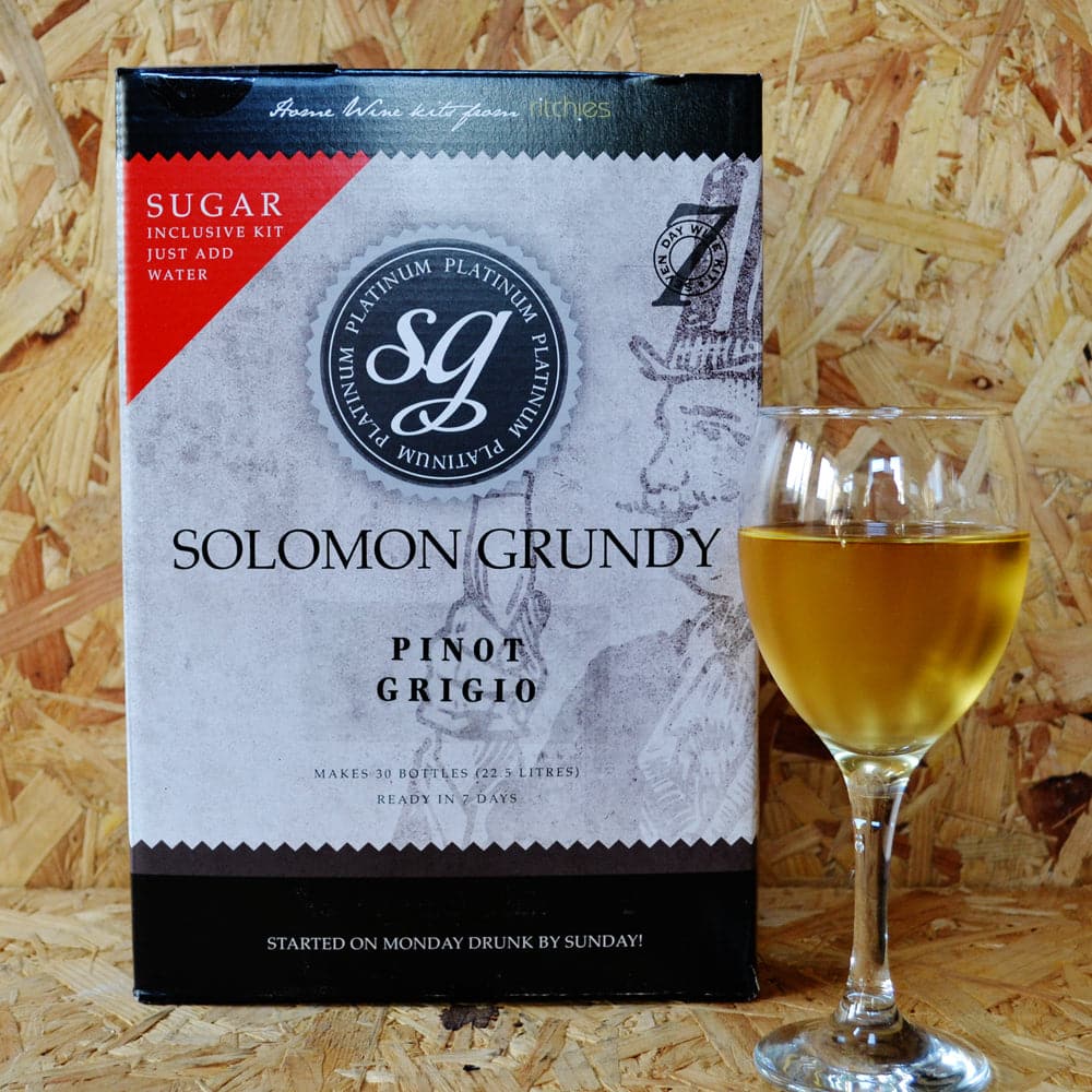 Solomon Grundy Platinum - Pinot Grigio - 7 Day - 30 Bottle White Wine Kit - SG Wines