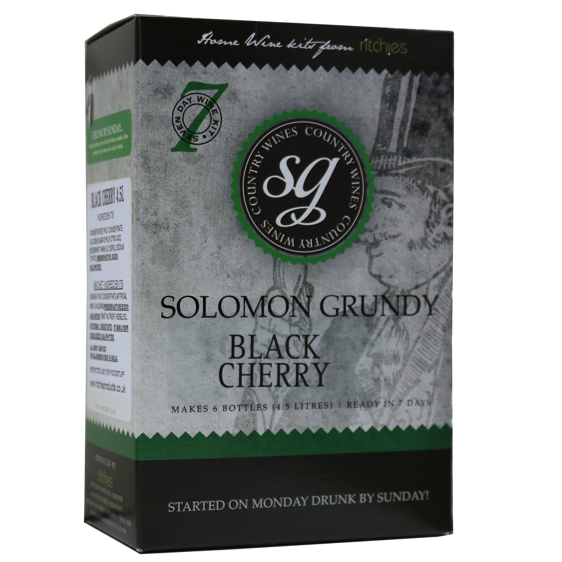 Solomon Grundy - Black Cherry Wine - 7 Day Fruit Wine Kit - 6 Bottle