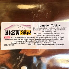 Campden Tablets - 10 - Wine Stabiliser, Deoxidiser, Steriliser - Treats 23 Litres