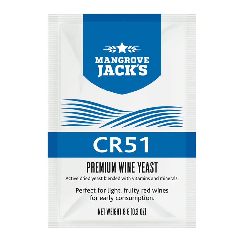 Premium Red Wine Yeast CR51 - Light + Fruity Red Wines - Mangrove Jacks - 8g