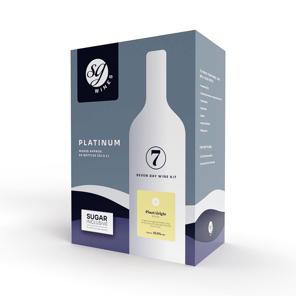 Solomon Grundy Platinum - Pinot Grigio - 7 Day - 30 Bottle White Wine Kit - SG Wines