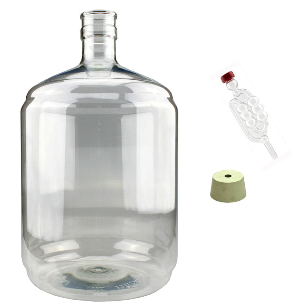 Plastic Carboy Wine Fermenter with Bored Bung & Airlock - 11.4 litres ...