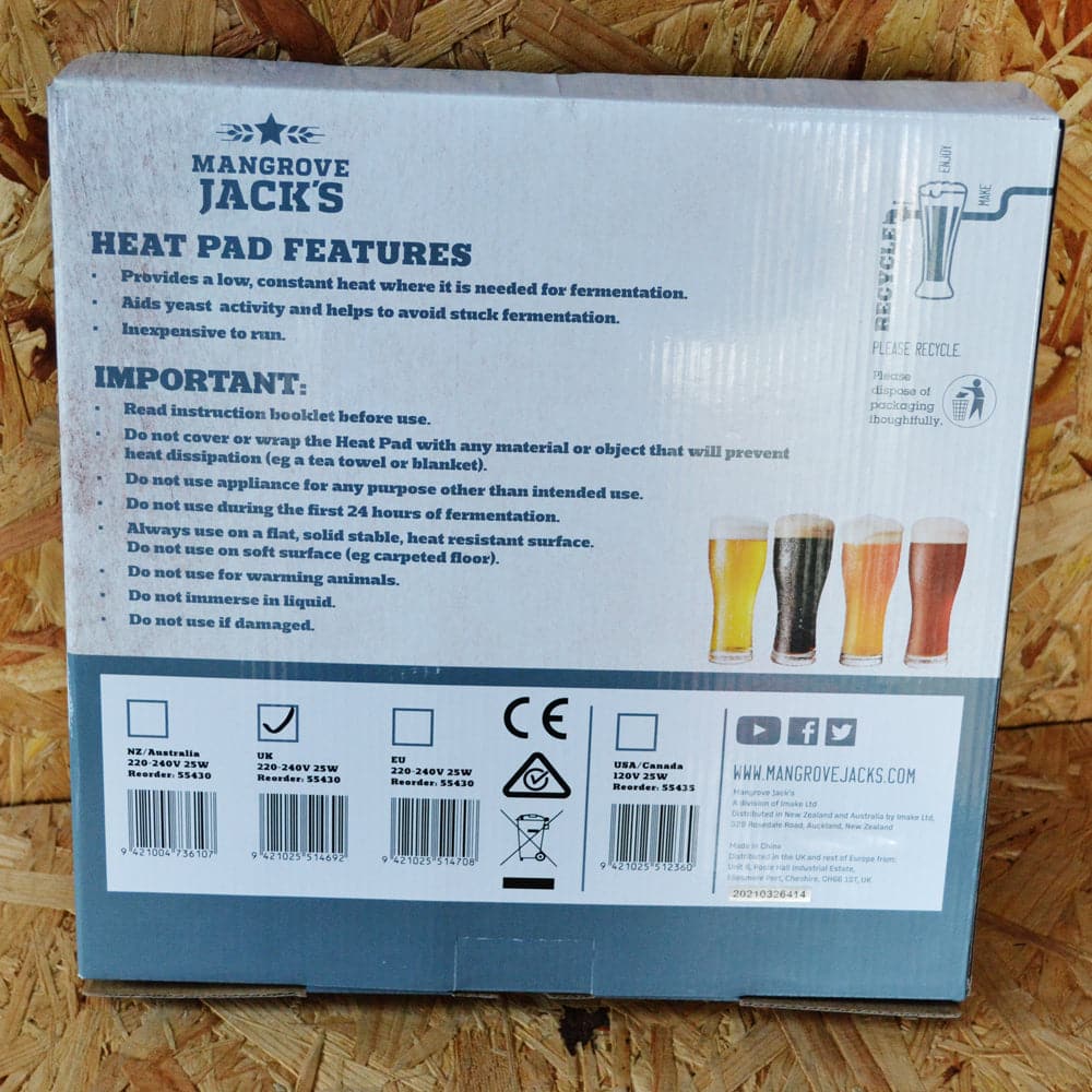 Heat Pad for Fermentation Vessel / Demi-John or Bucket - Mangrove Jacks