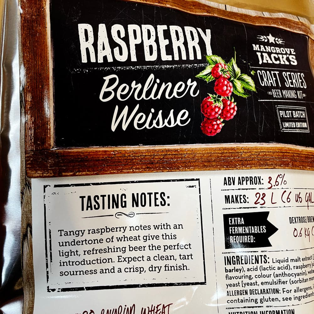 Mangrove Jacks Raspberry Berlinner Weisse Sour Beer - 40 Pint Beer Kit