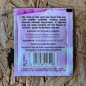 Bordeaux Red Wine Yeast - 5g - Youngs