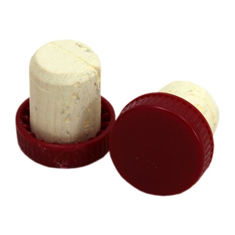 Plastic Topped Corks - Red - 30 Pack