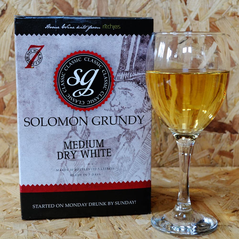 Solomon Grundy Classic - Medium Dry White - 7 Day White Wine Kit - 30 Bottle