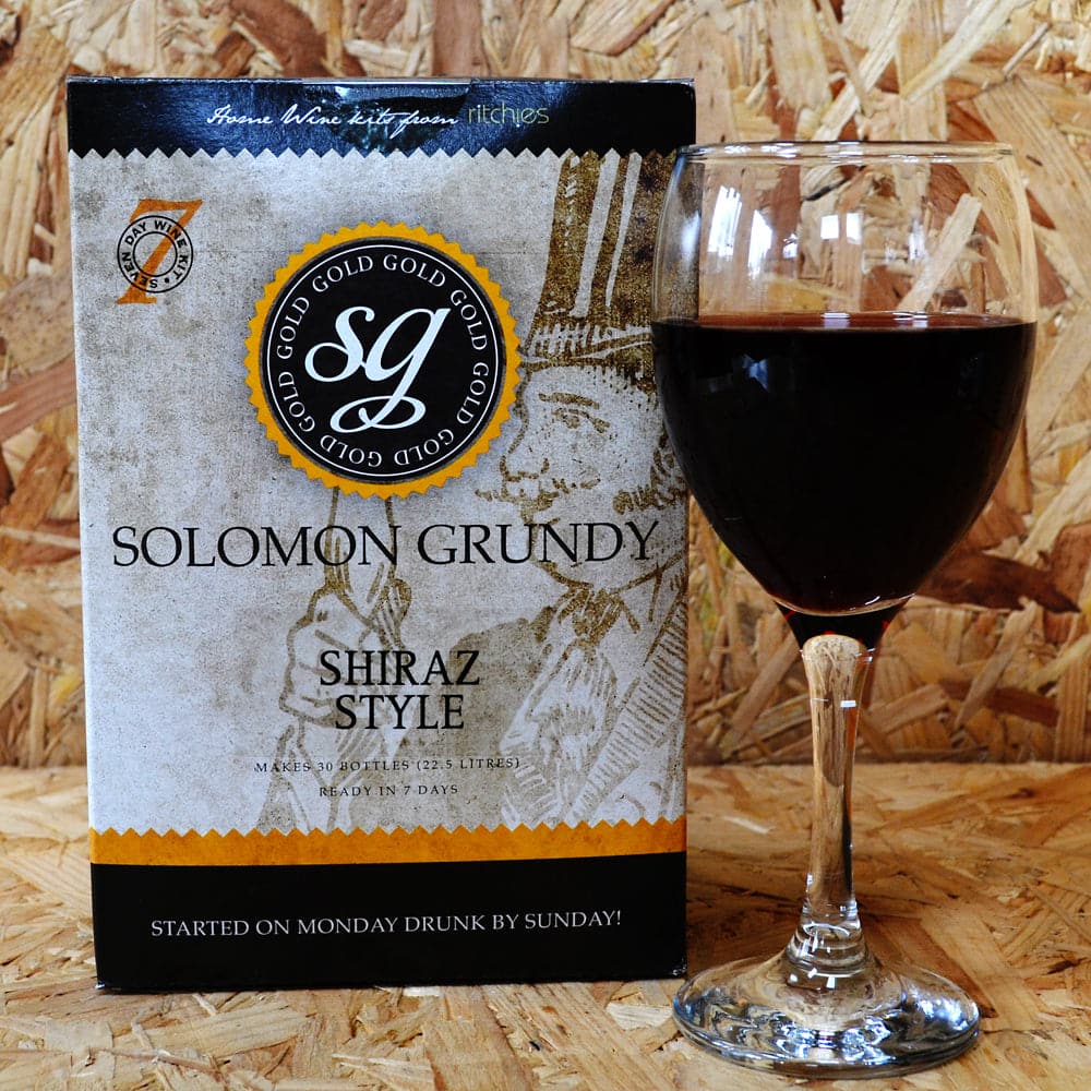 Solomon Grundy Gold - Shiraz - 7 Day Red Wine Kit - 30 Bottle