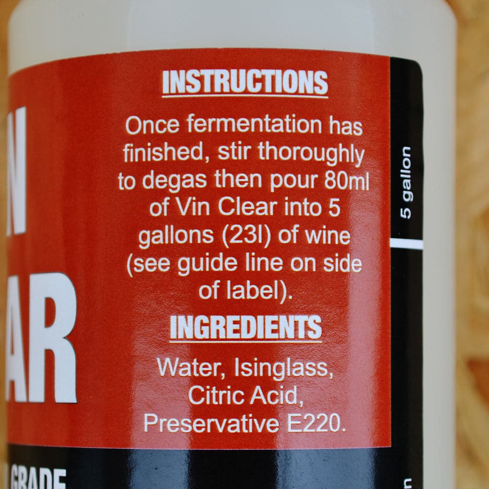 VinClear Wine Finings - Isinglass Liquid 240ml - Treats up to 72L - Bottle