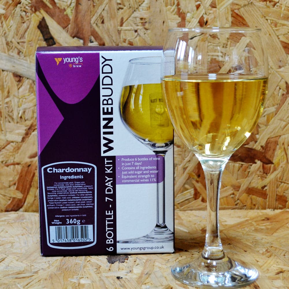 WineBuddy - Chardonnay - 7 Day White Wine Kit - 6 Bottles