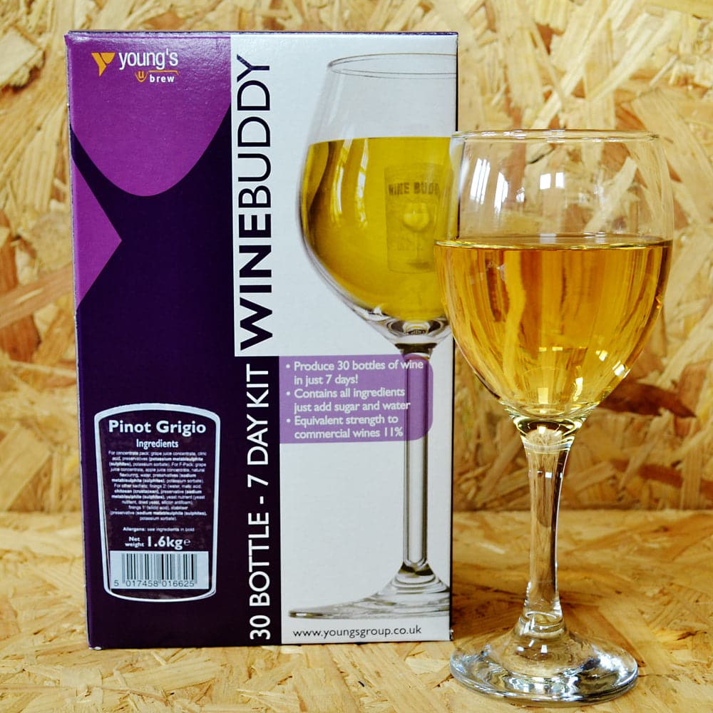 WineBuddy - Pinot Grigio - 7 Day White Wine Kit - 30 Bottles