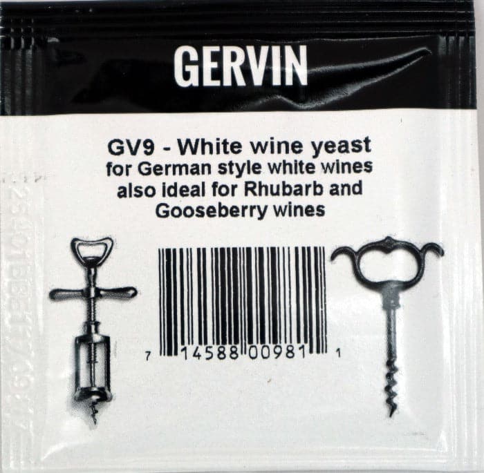 Gervin GV9 - White Wine Yeast - 5g