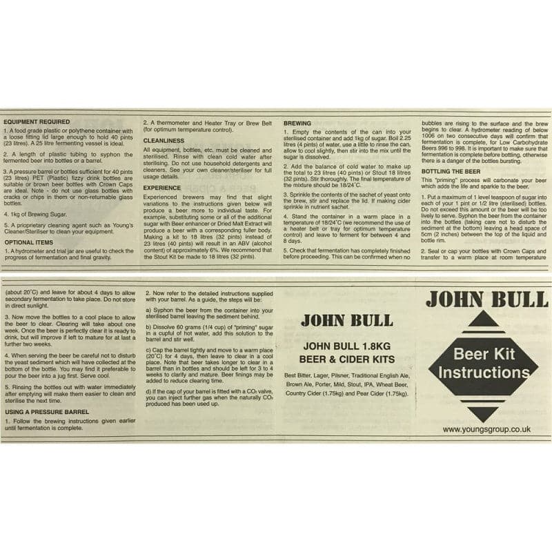 John Bull - India Pale Ale IPA - 40 Pint Beer Kit